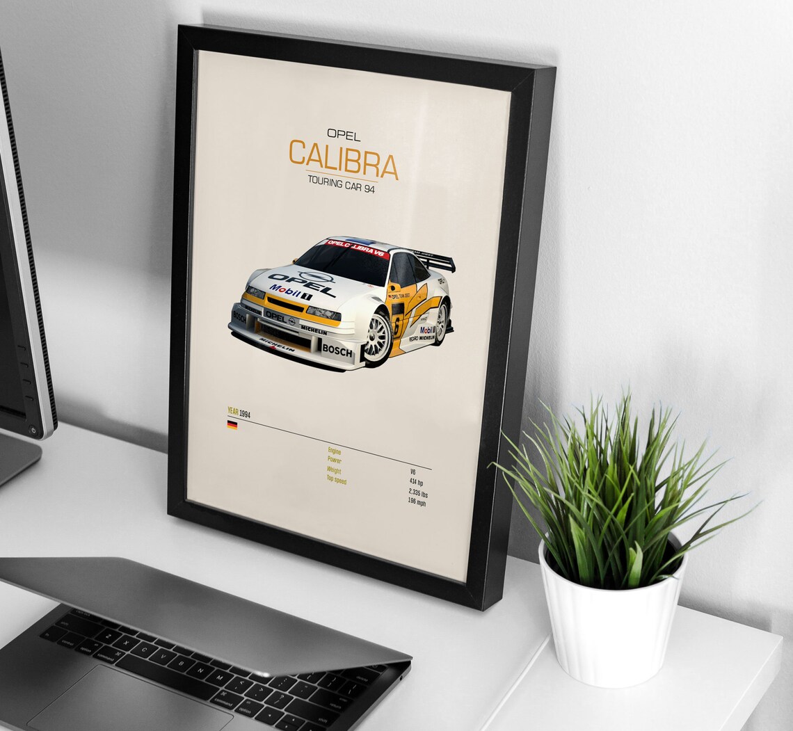 Opel Calibra 1994 Touring Car Spec Sheet Poster in Mobil Livery - Image 2