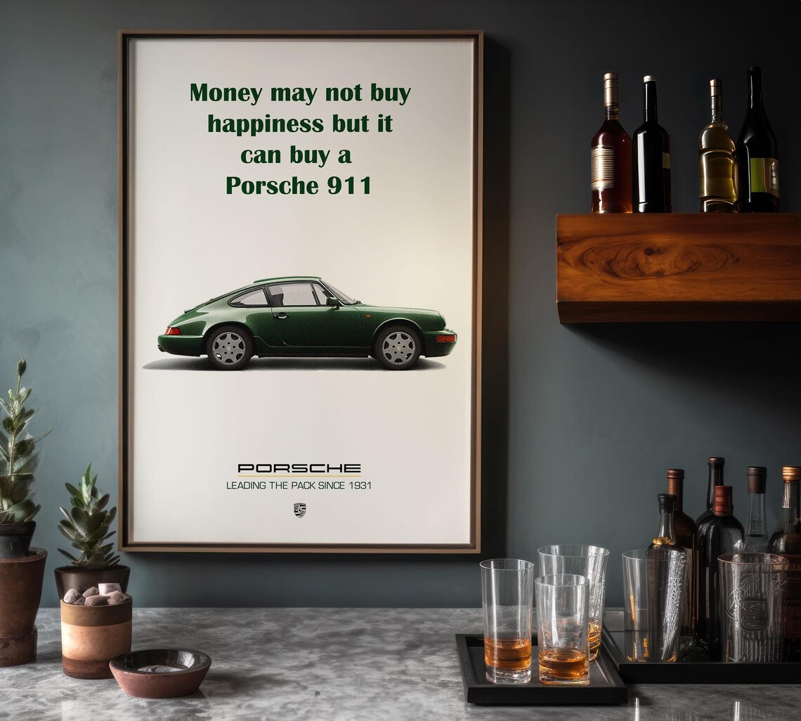 Porsche 911 Poster Porsche 911 930 Turbo Money Cant Buy Happiness 911 Carrera Gts Vintage Aesthetic Download - Image 2