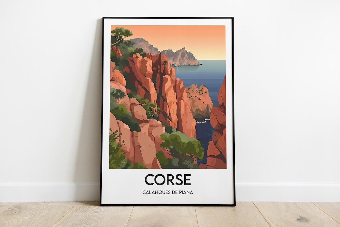 Corsican Calanques De Piana Illustration Art Print