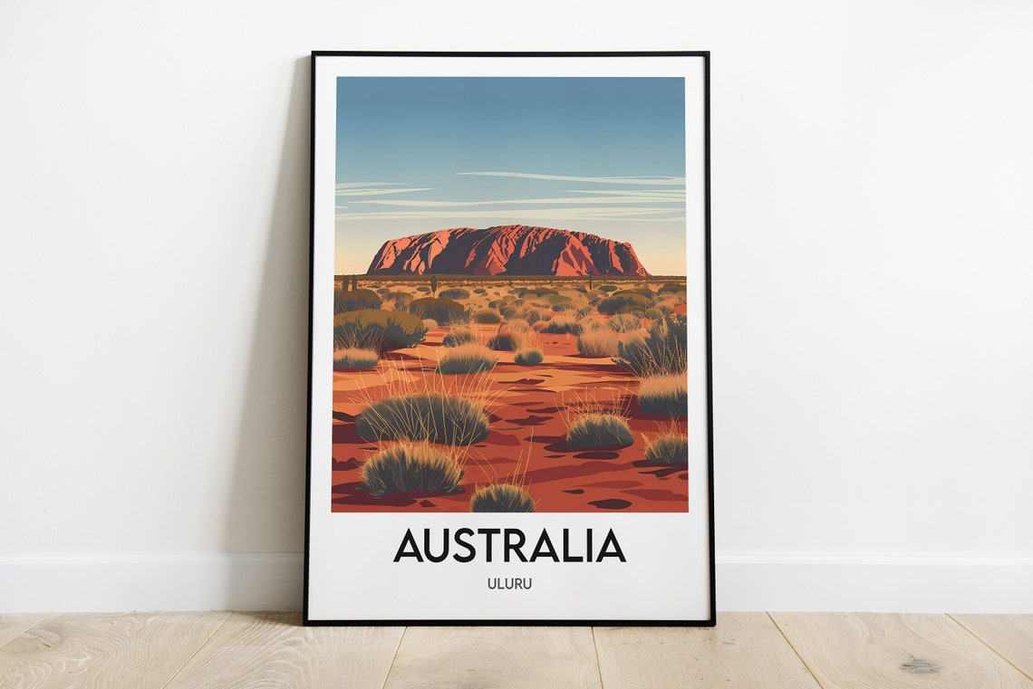 Uluru Red Rock Outback Desert Sunset Australia Travel Poster