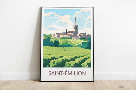 Saint Milion Travel Poster, Minimalist Bordeaux France