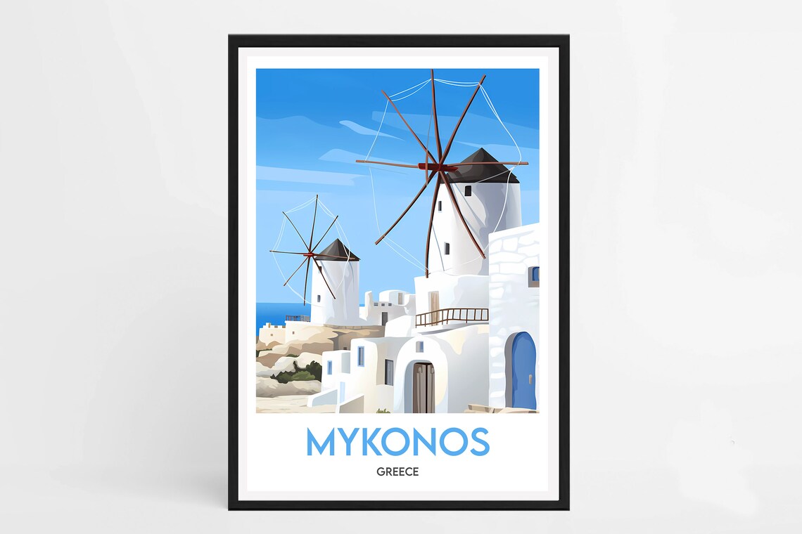 Mykonos Minimalist Travel Poster, The Cyclades