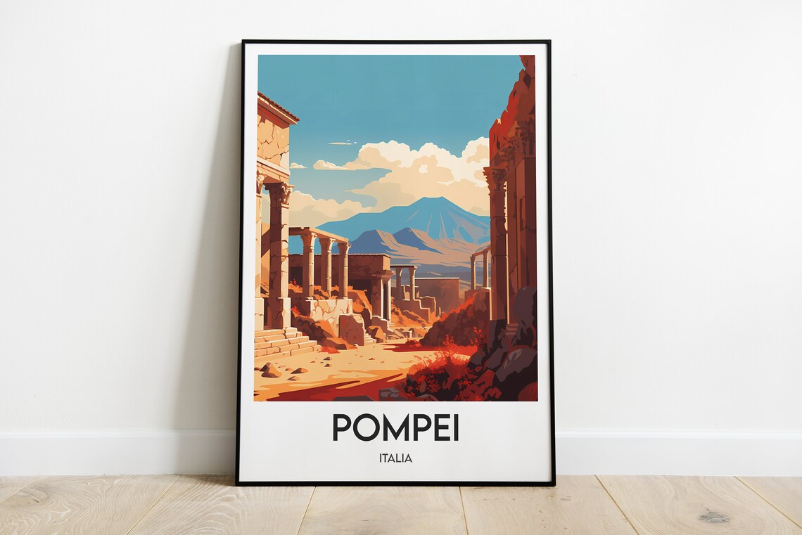 Pompei Italy Travel Poster, Historic Place Print