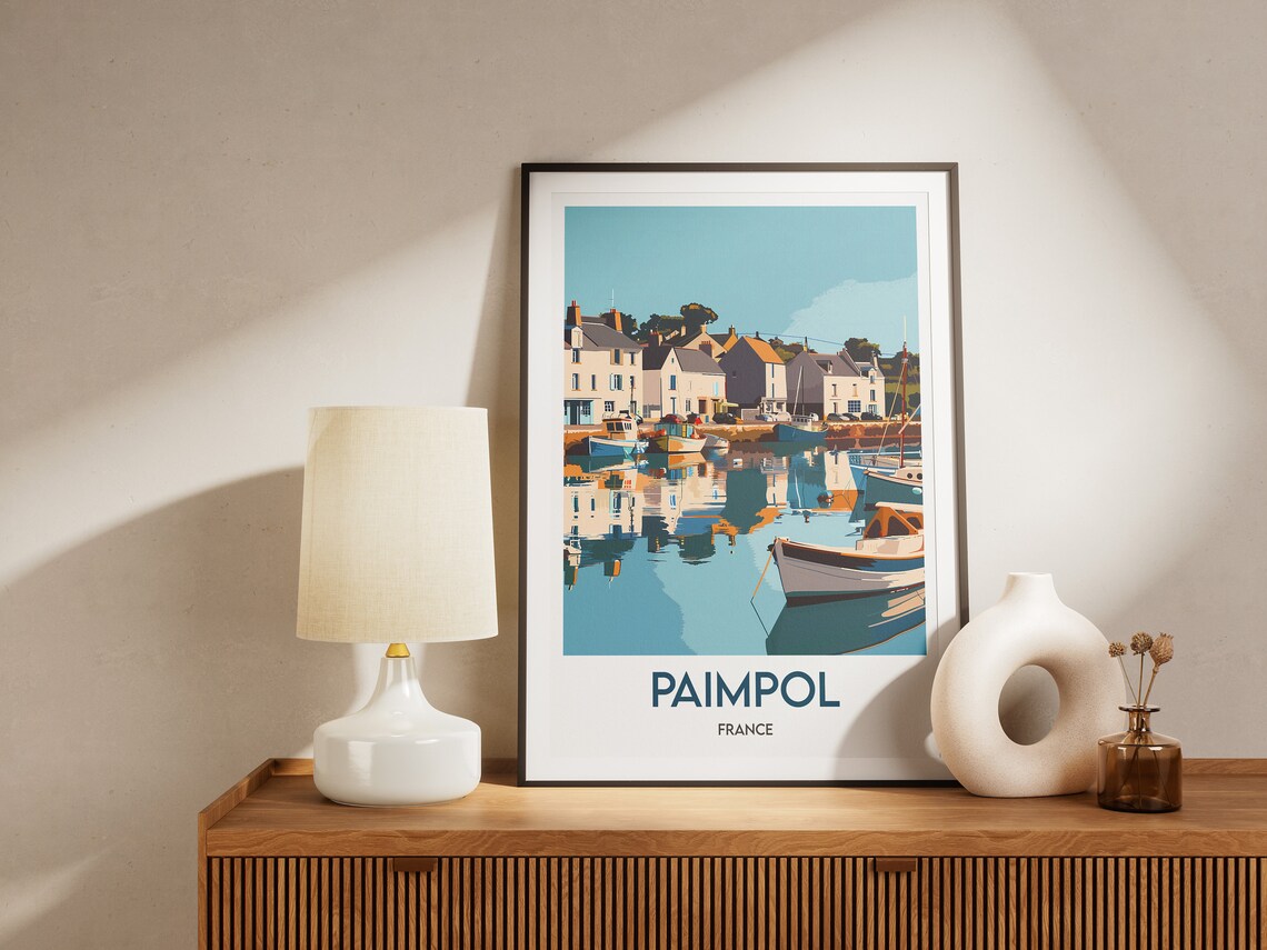 Paimpol France Brittany Harbor Boats Calm Water Reflections Poster - Image 2