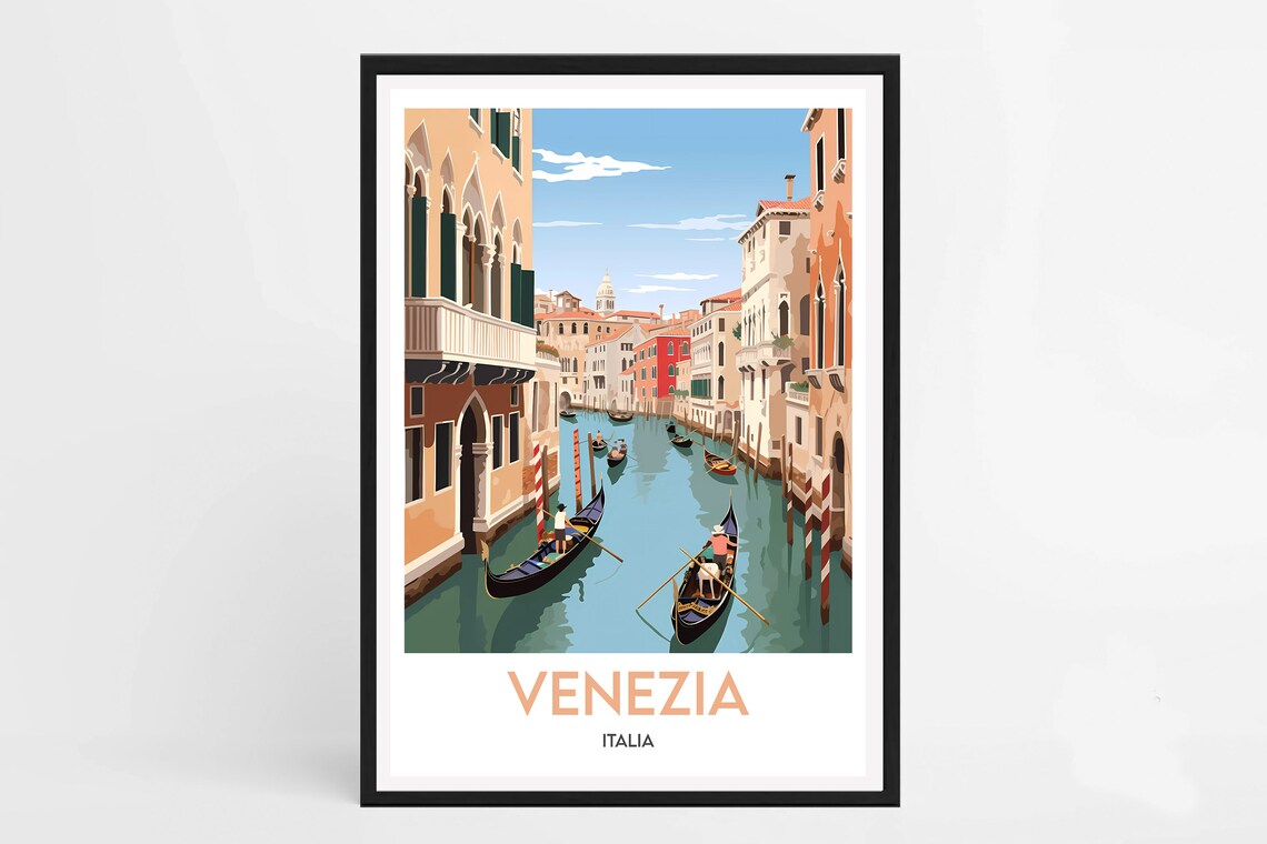 Venezia Italia Grand Canal Gondolas Historic Palazzi Travel Poster