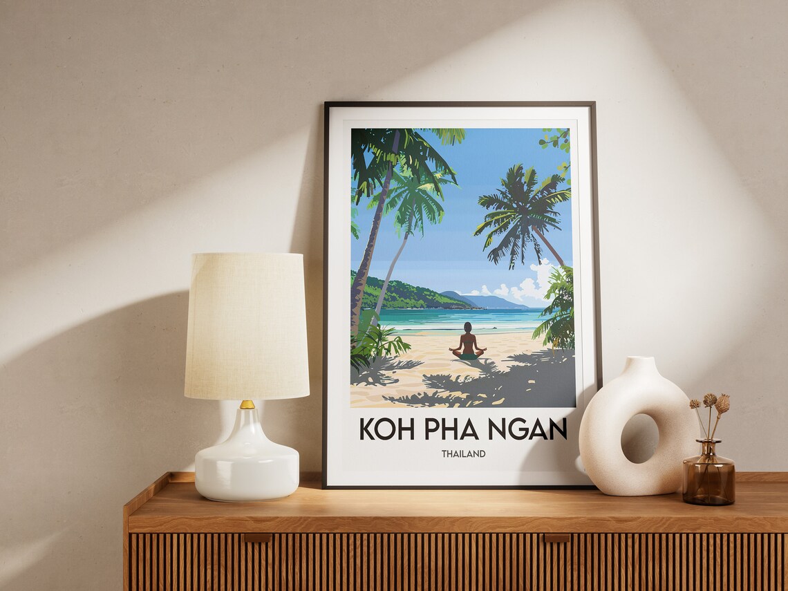 Koh Pha Ngan Thailand Beach Meditation Yoga Sunrise Scene Poster - Image 2