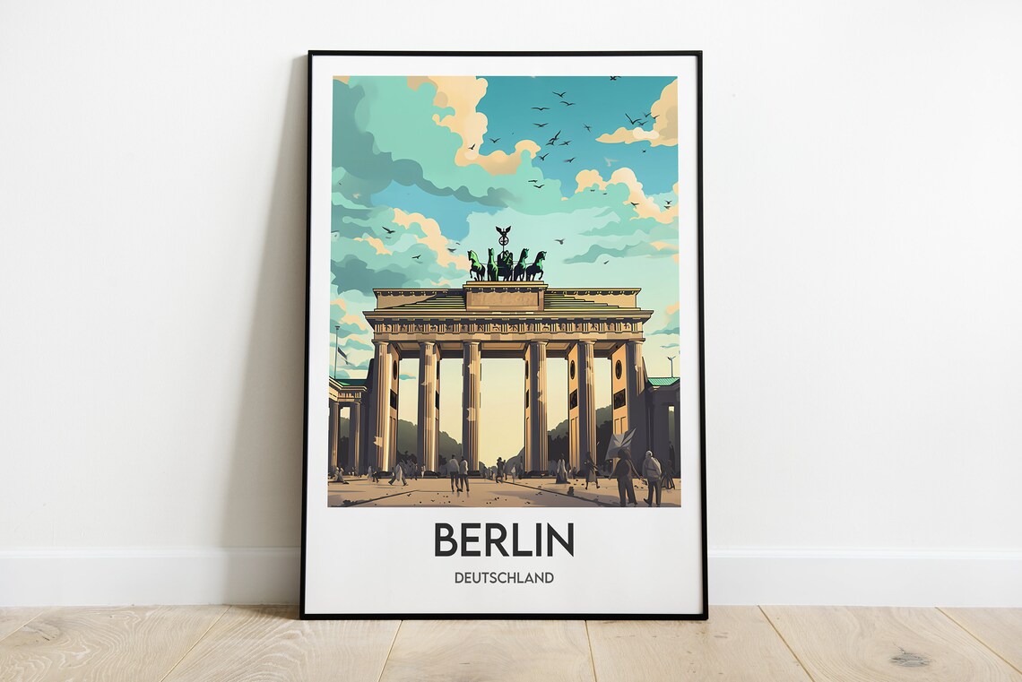 Berlin Germany Brandenburg Gate Quadriga Landmark Travel Poster