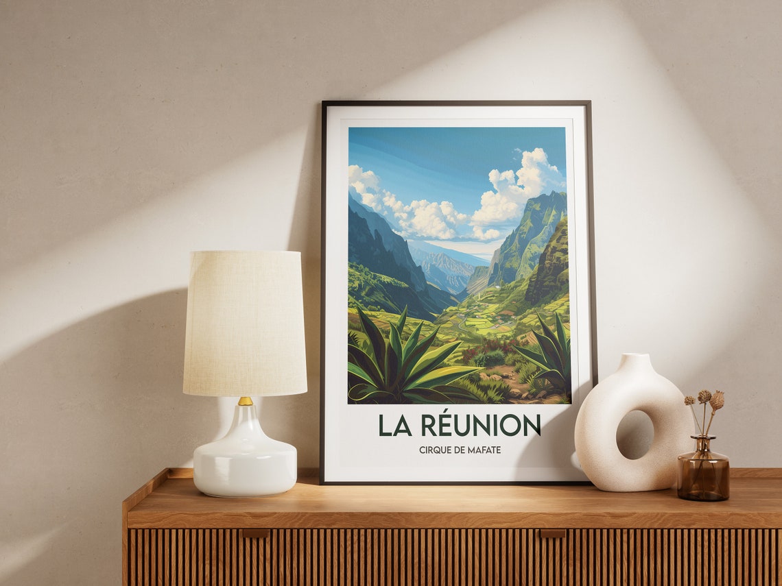La Reunion Cirque de Mafate Valley View With Agave Plants Poster - Image 2