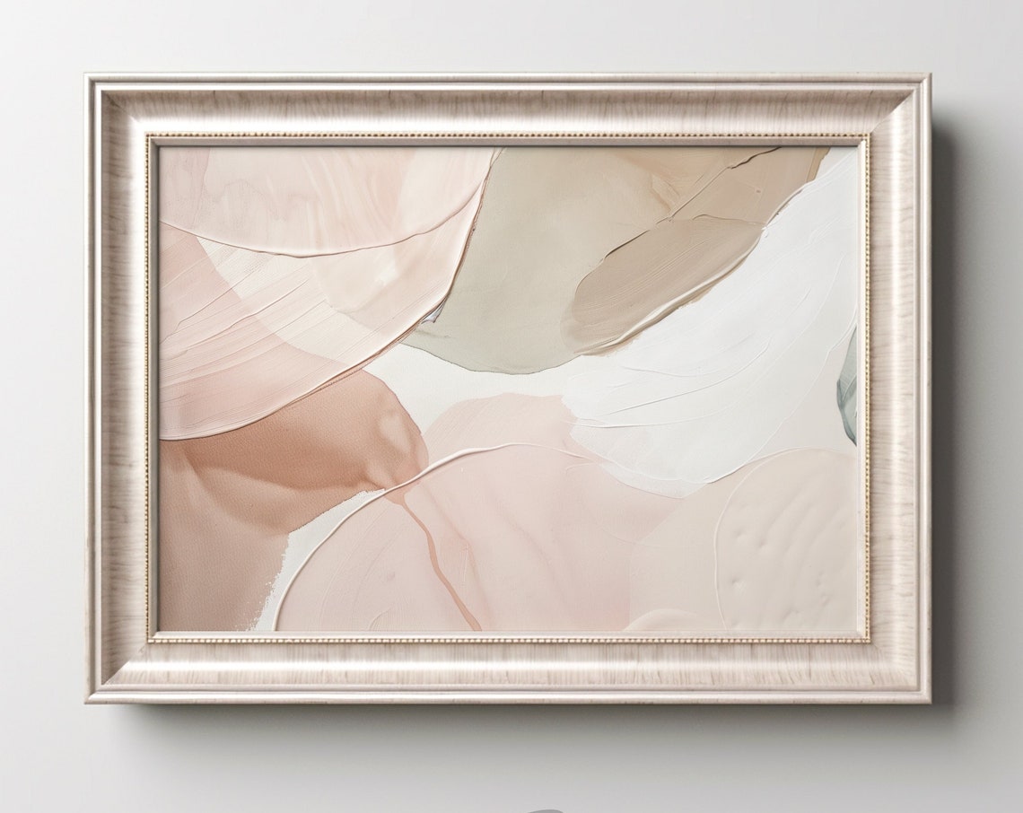 Blush Pink Beige Abstract Brushstroke Minimalist Neutral Poster