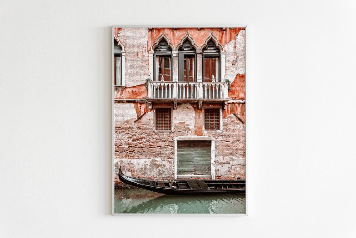 Venice Canal Palazzo Gondola Terracotta Photo Italy Travel Poster - Image 2