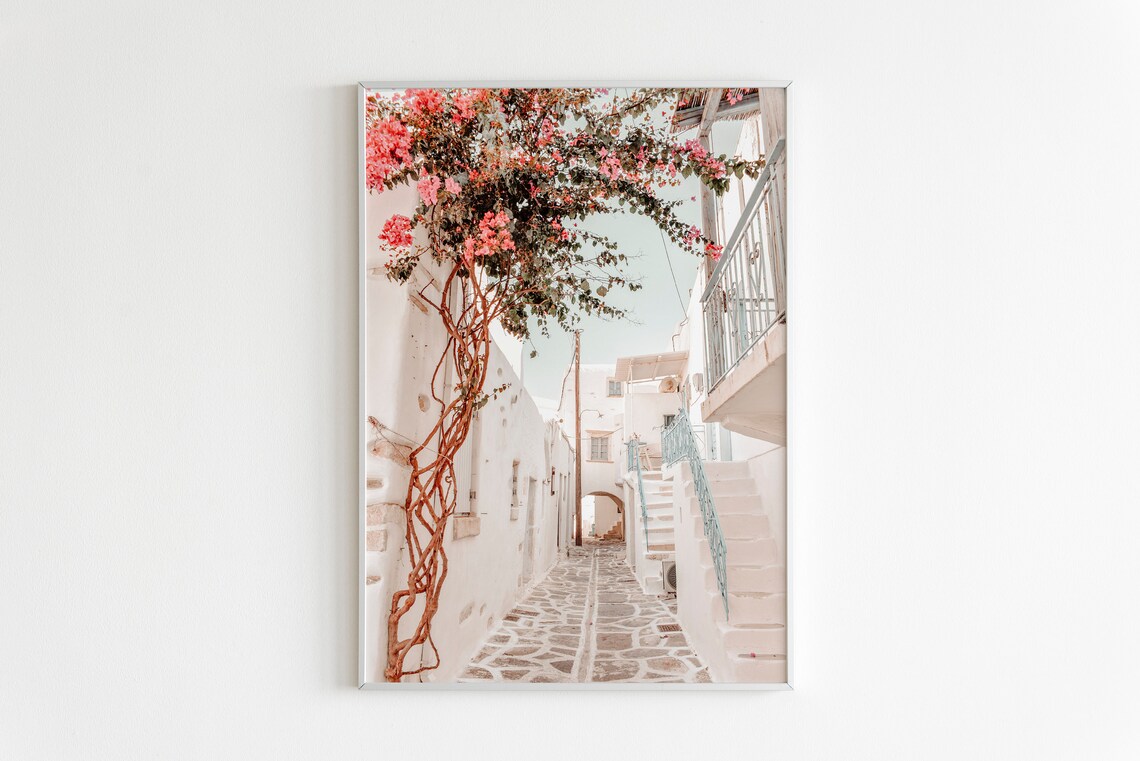 Santorini Greece Travel Poster, Pastel Terracotta - Image 2
