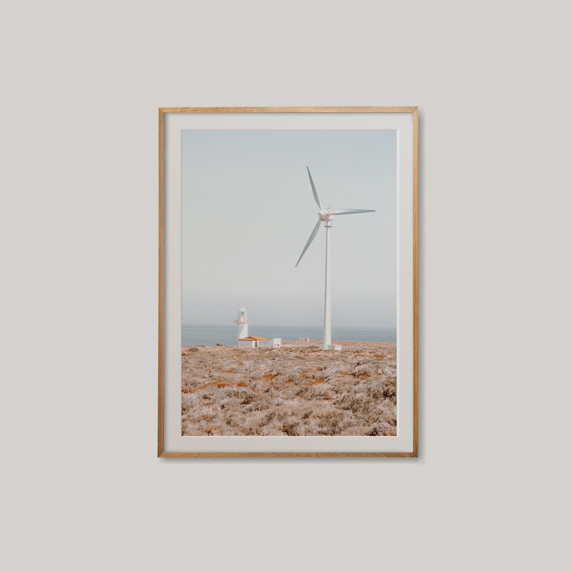 Wind Turbine Lighthouse Coastal Field Minimal Photo Landscape Poster - Image 2