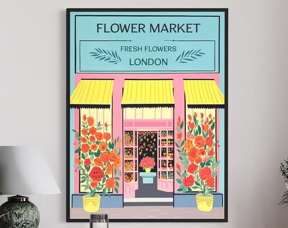 Flower Market, Botanical Vintage Decor Poster