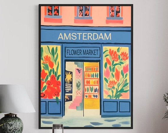 Flower Market Print, Vintage Floral Decor