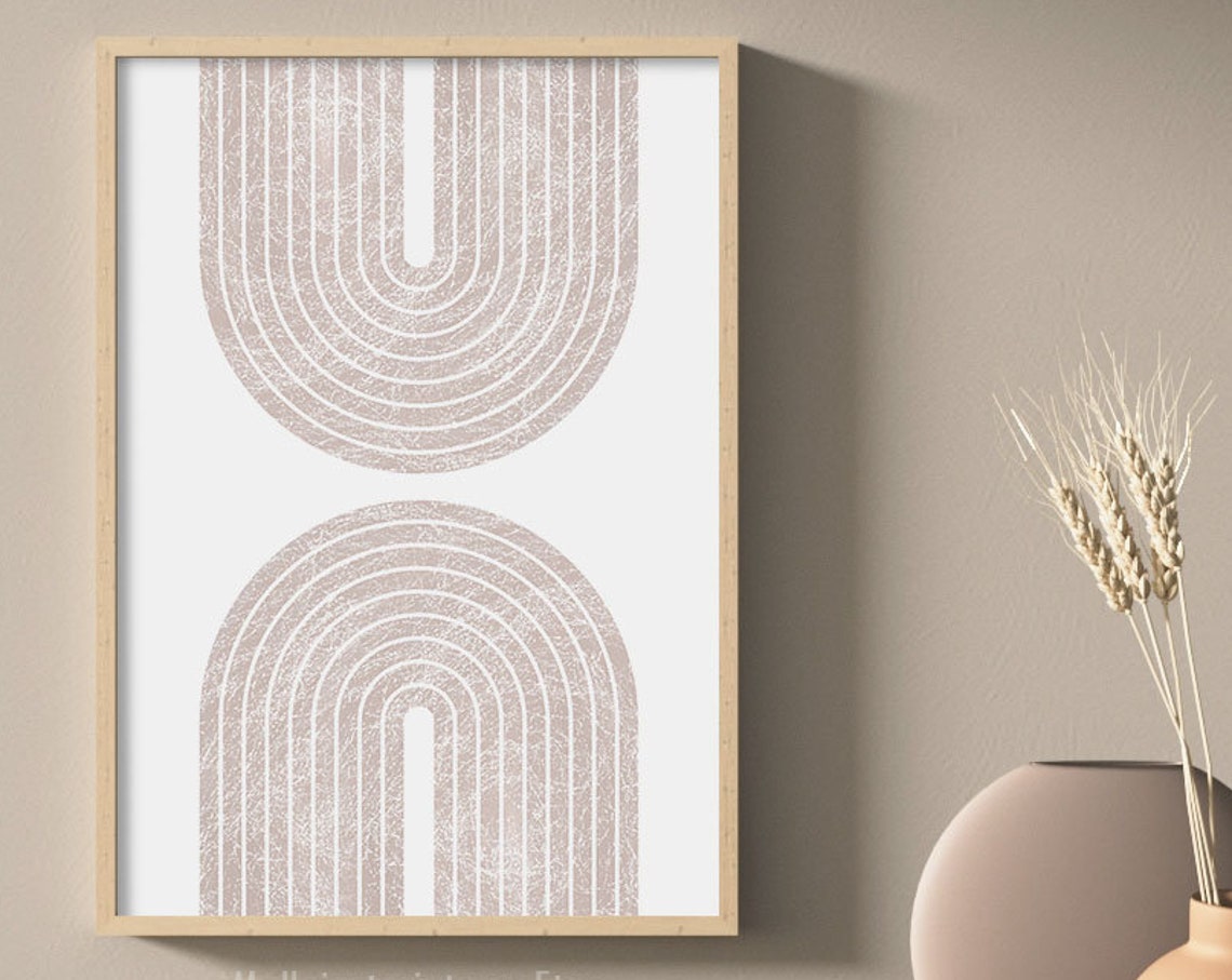 Beige Double Arch Mid Century Geometric Minimal Modern Wall Poster