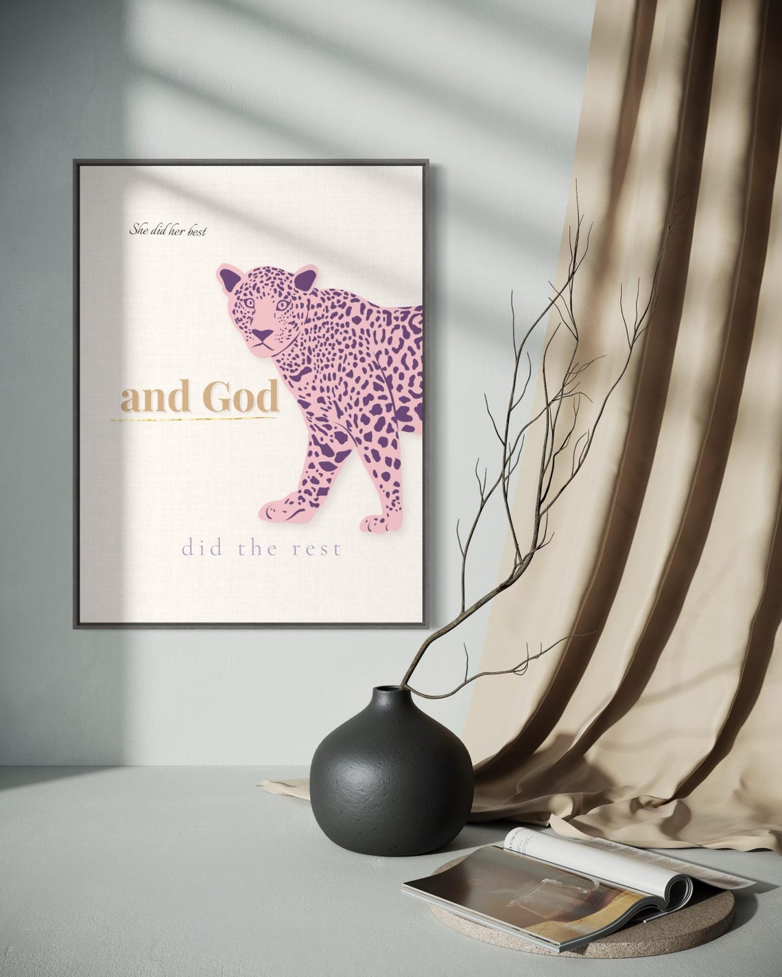 She Did Her Best and God Did the Rest Beige Leopard Faith Poster - Image 3