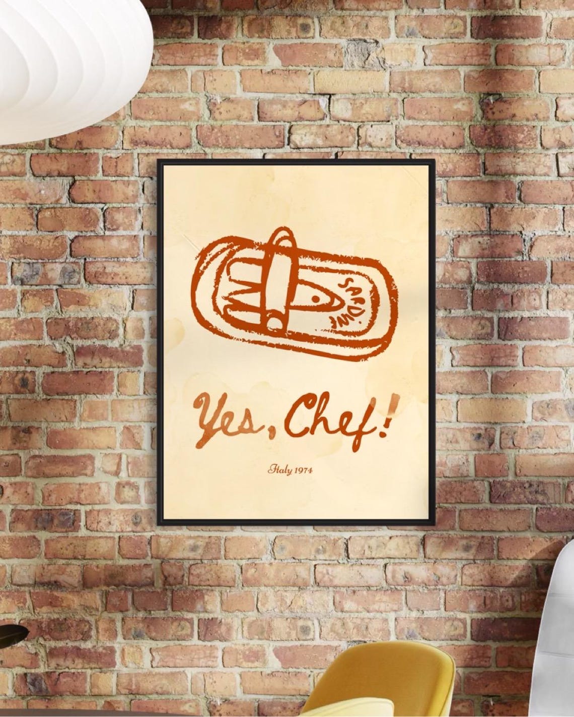 Yes Chef Vintage Sardine Poster For Kitchen And Bar Vintage Coastal Wall Art Ocean Kitchen Decor Retro Kitchen Wall Art Vintage Fish - Image 2