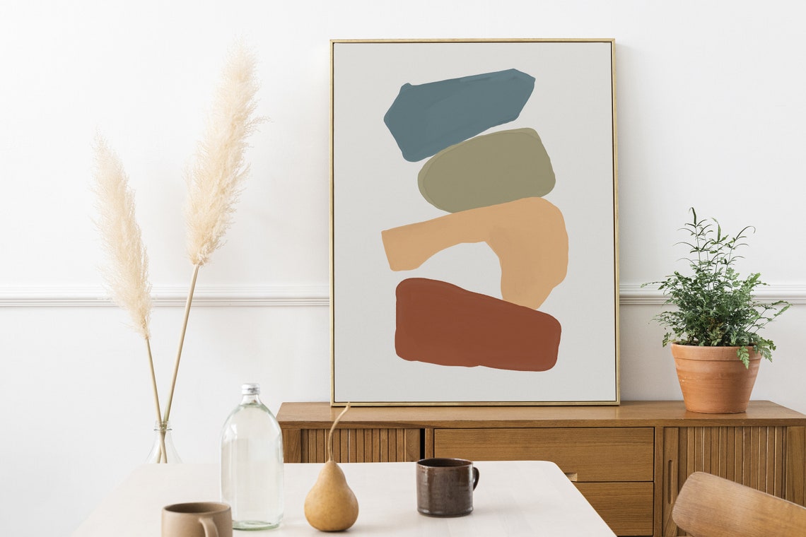 Stacked Geometric Shapes Scandinavian Earth Tone Abstract Poster - Image 2