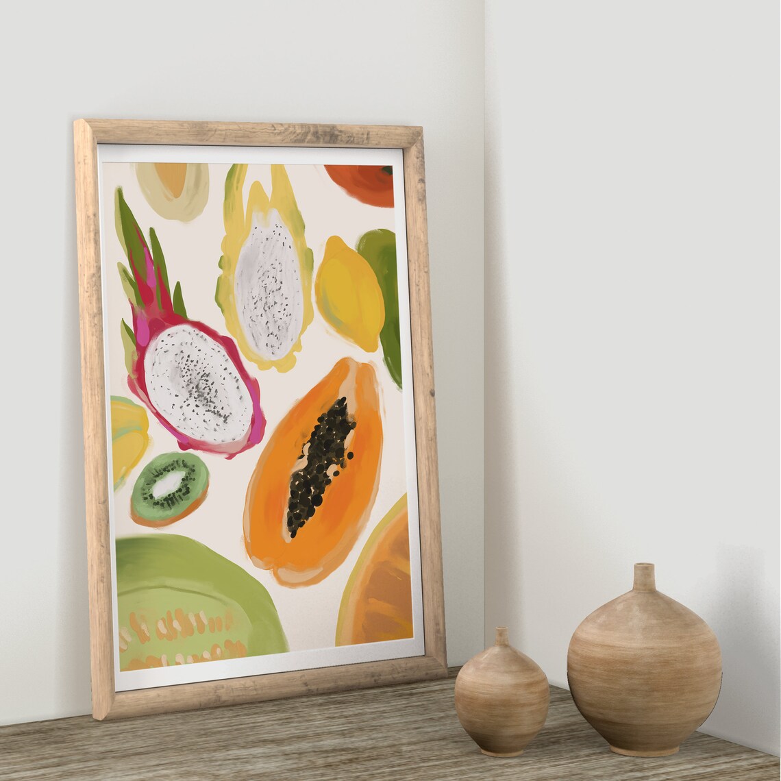 Tropical Fruits Print Fruit Art Print Food Print Still Life Food Poster Avocado Print Kiwi Poster Papaya Wall Art - Image 3