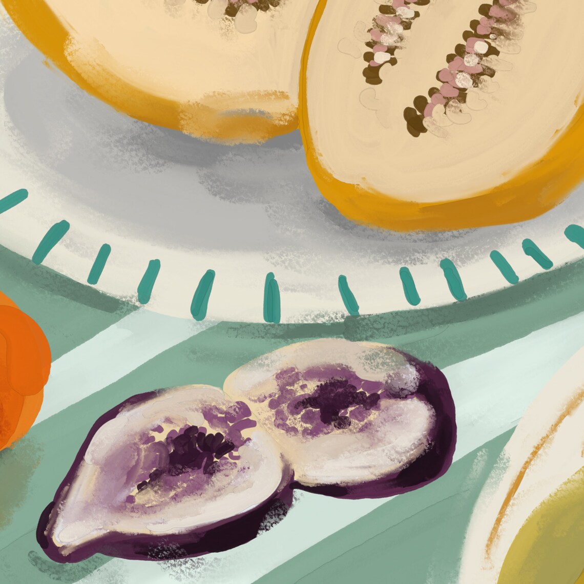 Sunny Fruit Table Still Life Pomegranate Porcelain Matisse Poster - Image 3