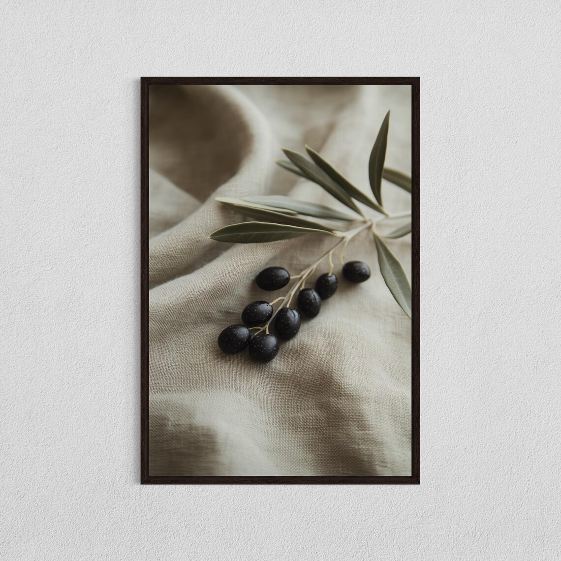 Black Olives Branch Minimalist Kitchen Dining Still Life Poster