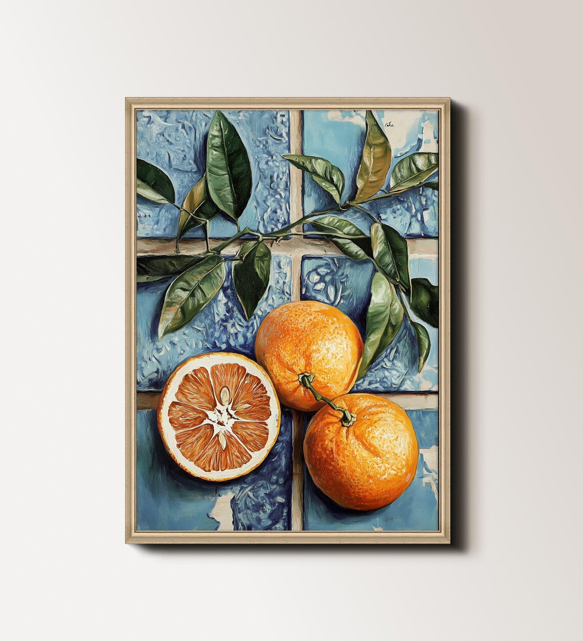Oranges Print Orange Fruit Painting Citrus Wall Art Print Summer Fruits Kitchen Wall Decor Blue And Orange Print 005