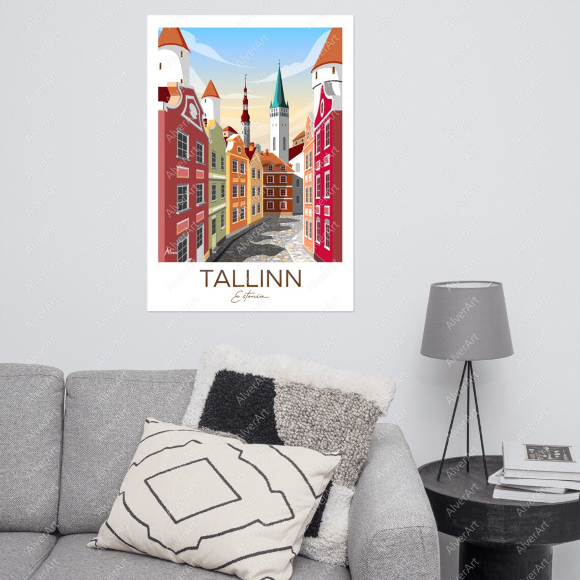Tallinn Estonia Old Town Cobbled Street Church Spires Poster - Image 3