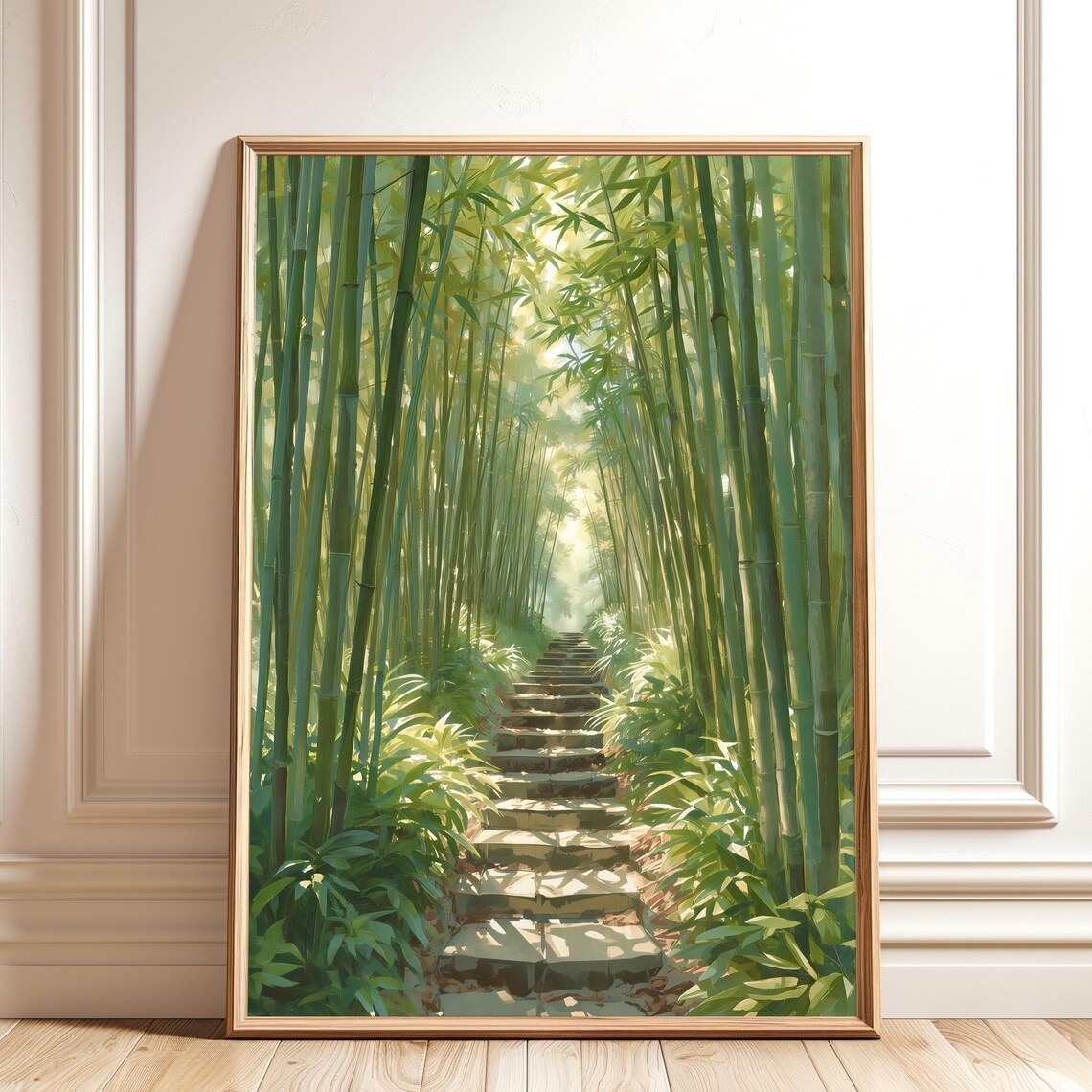 Bamboo Forest Art Print, Zen Nature Pathway