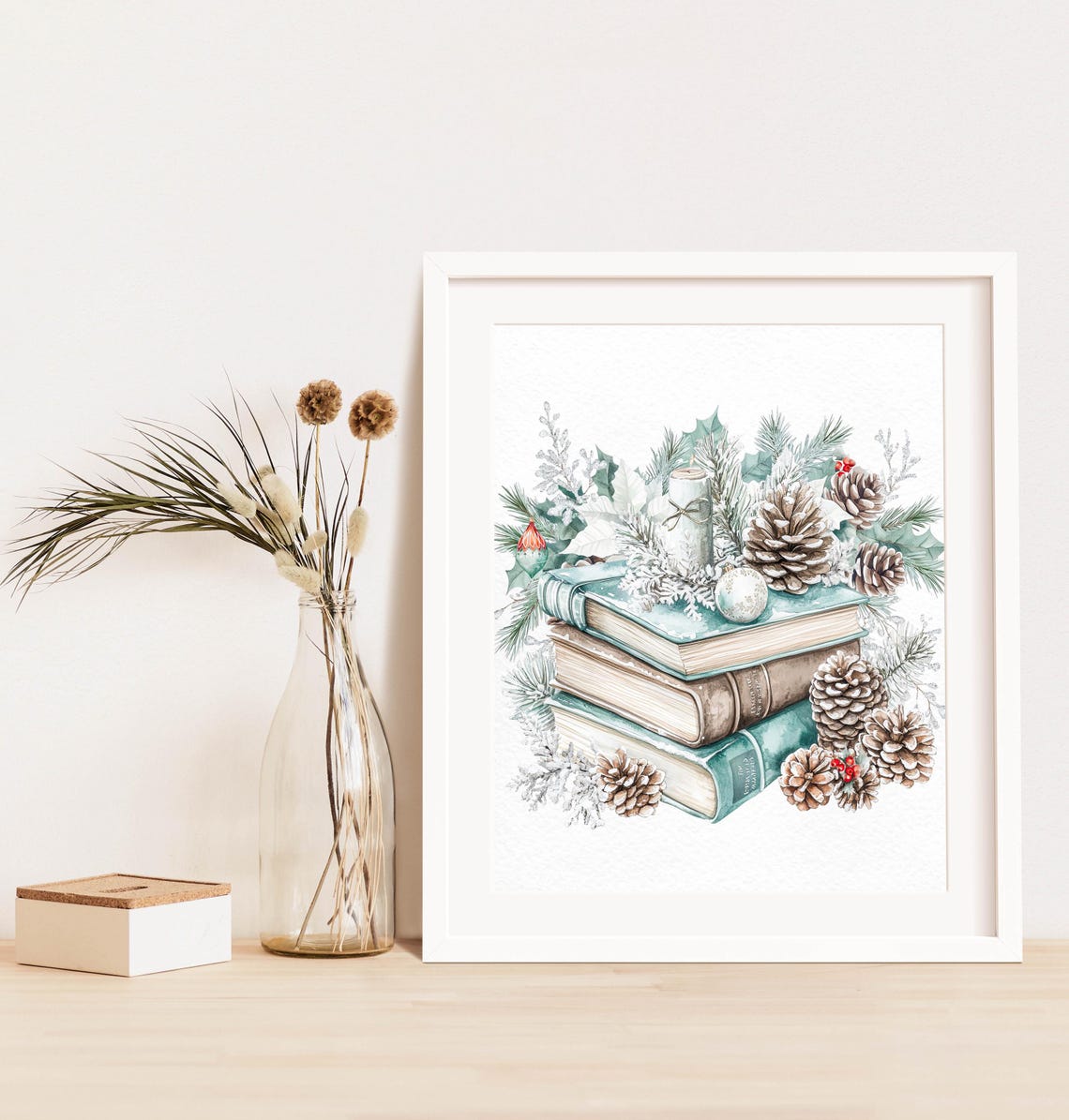 Books Winter Wall Art 5x7 8x10 85x11 11x14 16x20 Watercolor Holiday Sign Winter Farmhouse Sign Diy Woodland Decor Christmas Print - Image 3
