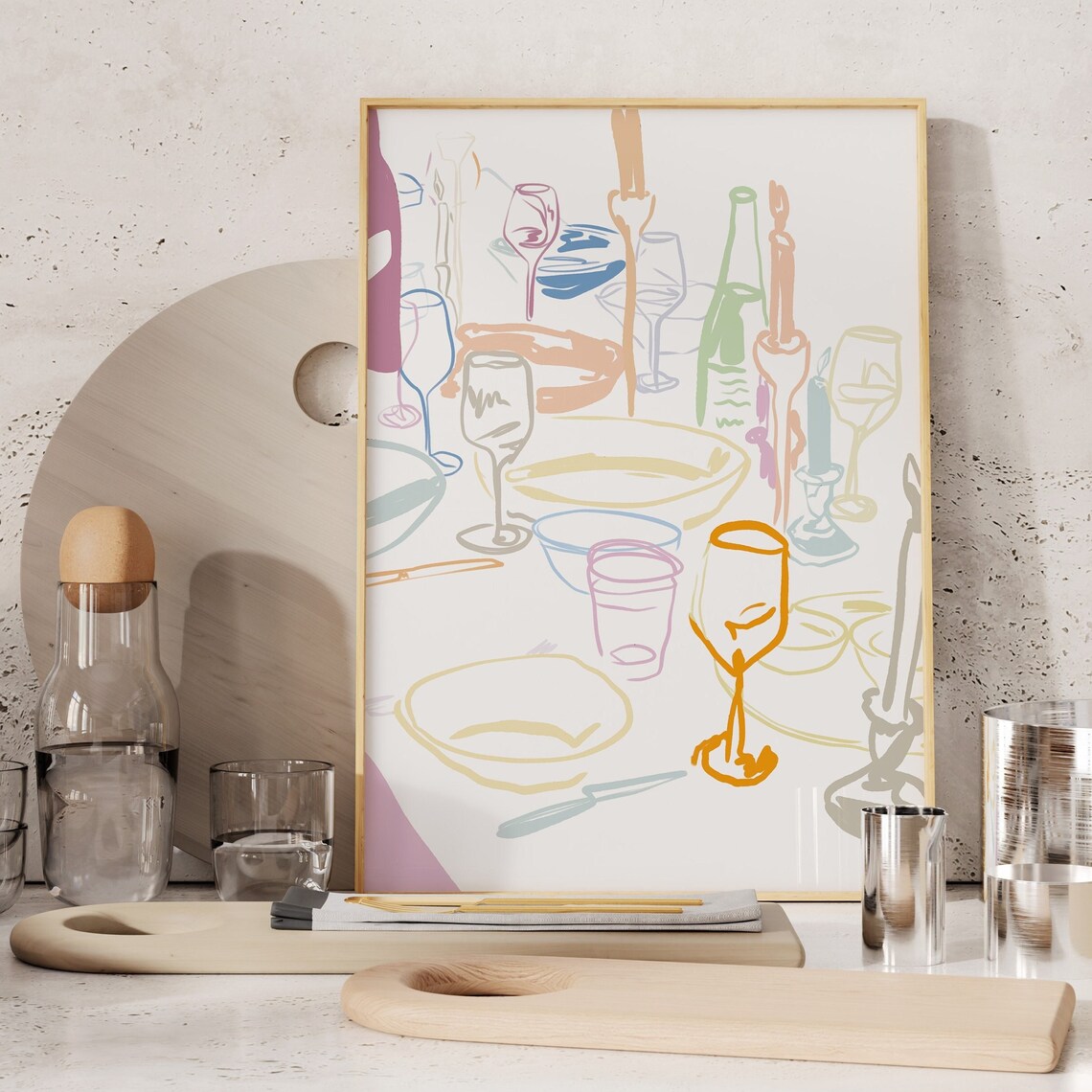 Dinner Party Retro Food and Drinks Poster