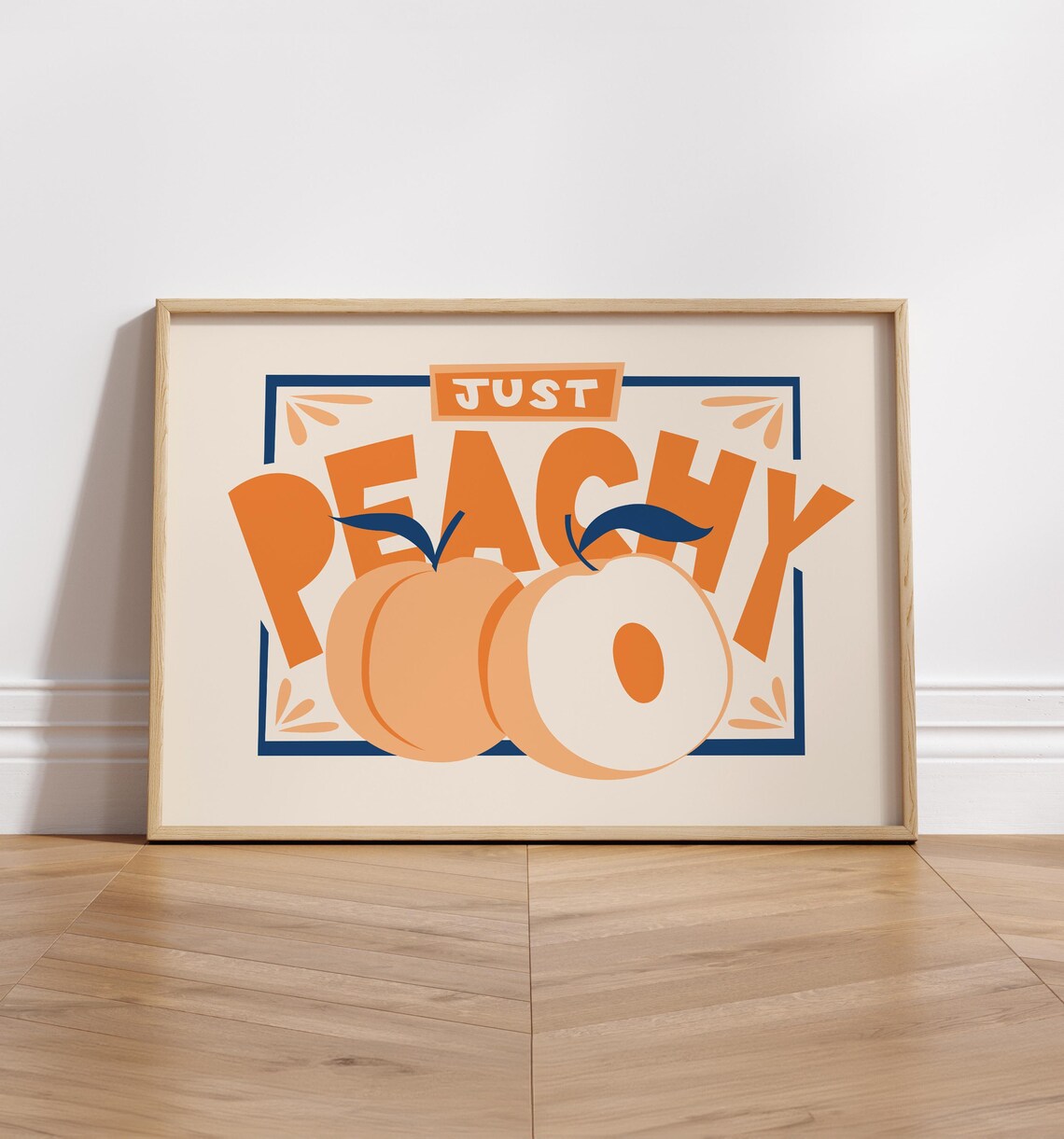 Just Peachy Kitchen Poster, Retro Food Quote