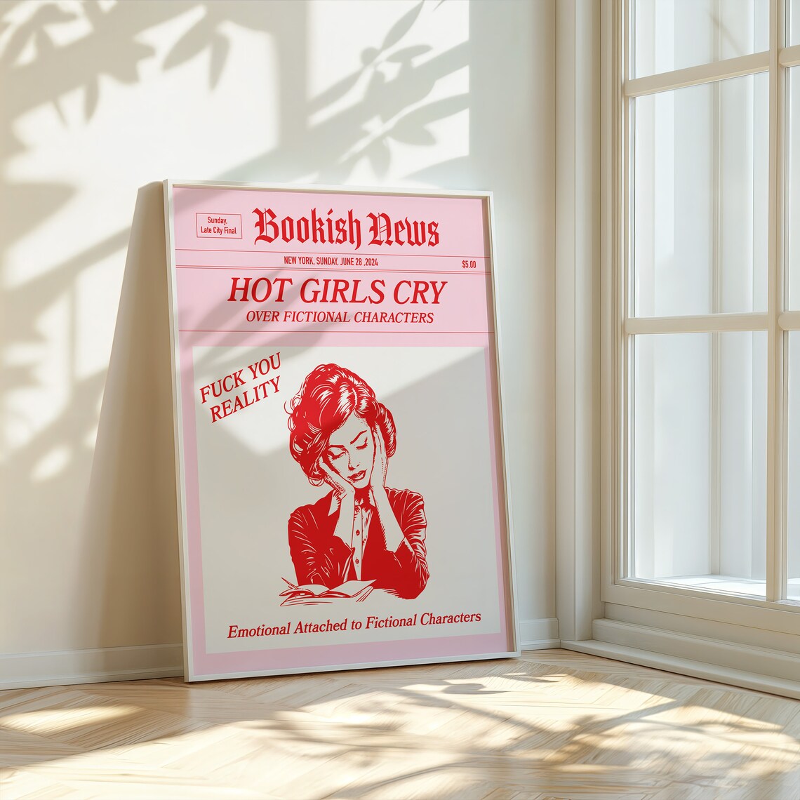 Bookish News Hot Girls Cry Over Fictional Characters Quote Poster - Image 2