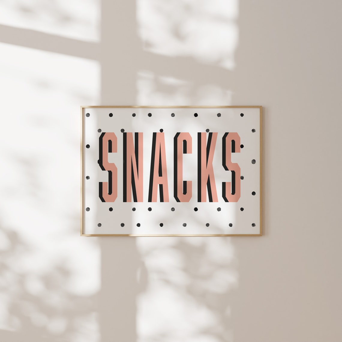 Snacks Pink Retro Polka Dot Bold Kitchen Typography Food Poster - Image 3
