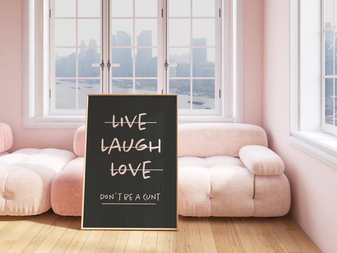 Live Laugh Love Crossed Out Cheeky Bold Black Office Quote Poster - Image 2