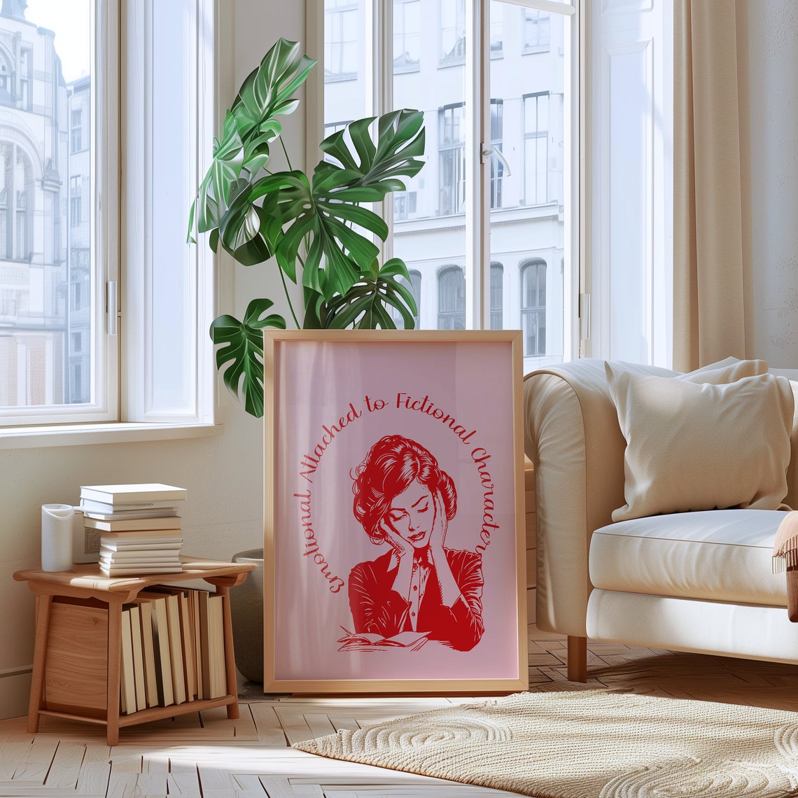 Emotionally Attached To Fictional Characters Pink Reader Poster - Image 2
