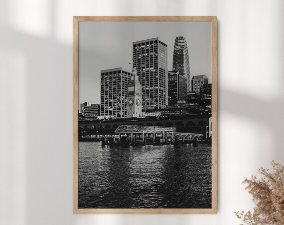 San Francisco Bay Ferry Building Clock Tower Photo Art Poster