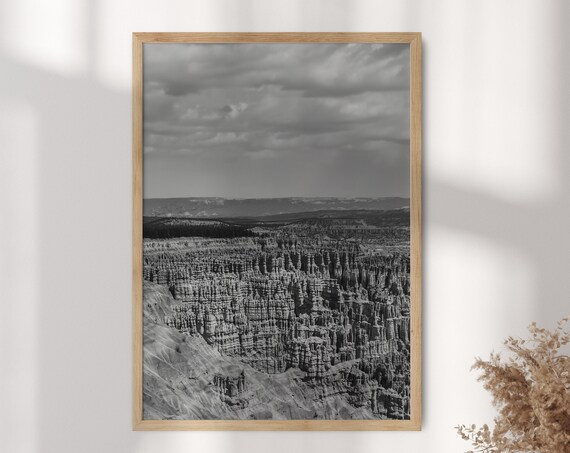 Bryce Canyon Utah Black And White Photography Poster With Rock Spires