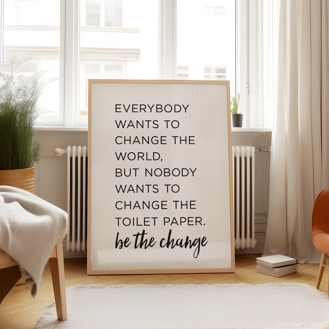 Toilet Paper Be The Change Funny Bathroom Print - Image 3