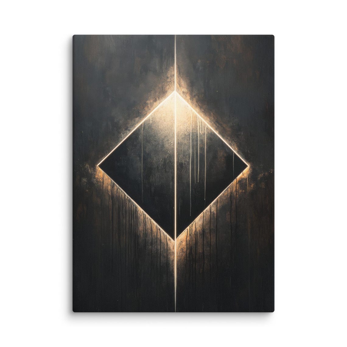 Abstract Geometric Art Illuminated Diamond Shape Painting Modern Textured Wall Decor Ready To Hang Unique Contemporary Artwork