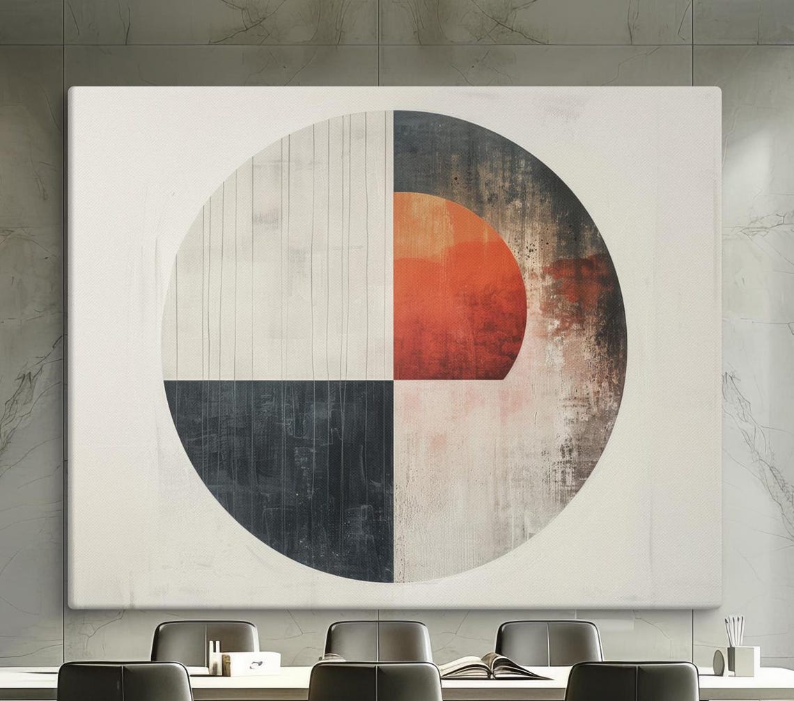 Equilibrium Modern Abstract Circle Art Minimalist Geometric Wall Decor In Neutral And Bold Tones Ready To Hang