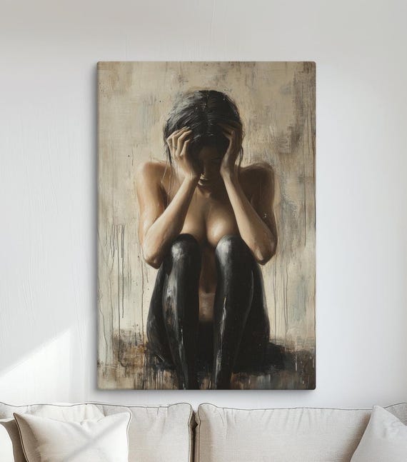 Emotional Nude Abstract Art, Contemporary Painting