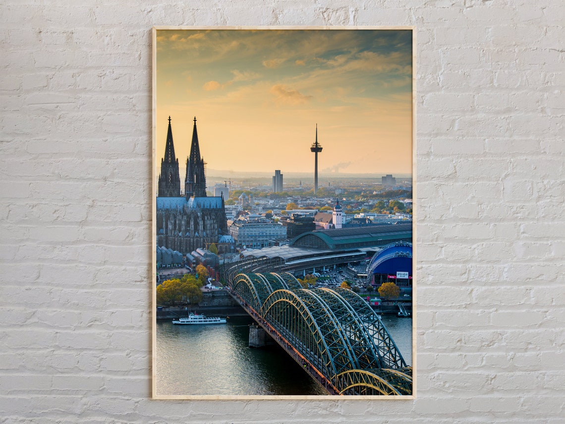 Cologne Cathedral and Hohenzollern Bridge Sunset Photo Poster
