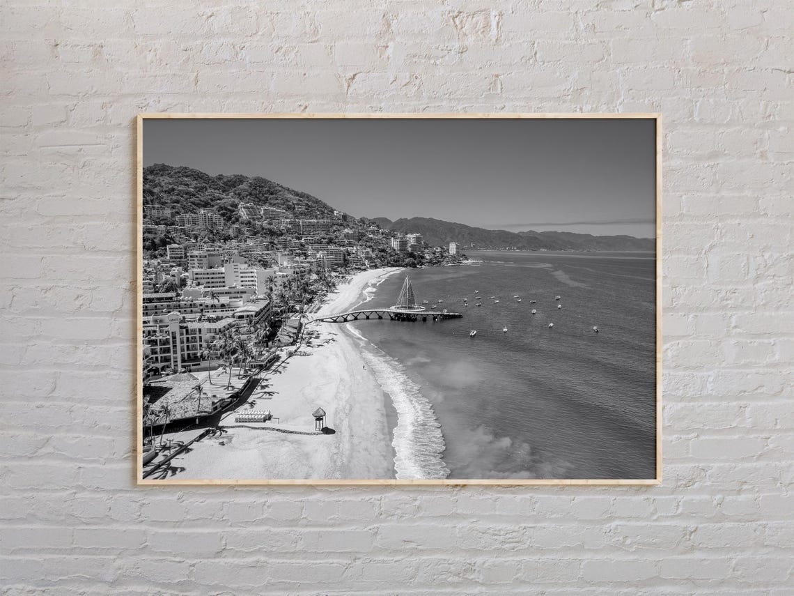 Black And White Puerto Vallarta Print Puerto Vallarta Wall Art Puerto Vallarta Poster Puerto Vallarta Photo Puerto Vallarta Decor