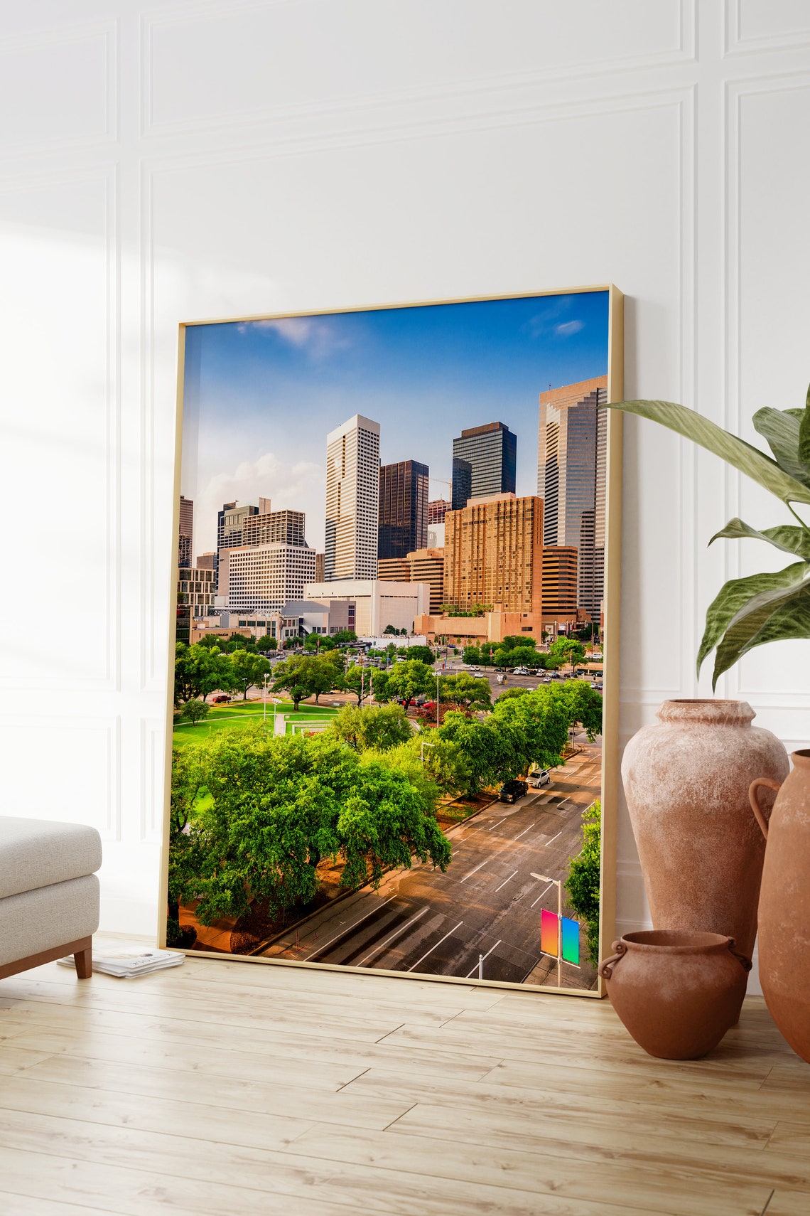 Houston Texas Downtown Skyline over Green Discovery Park Poster - Image 2