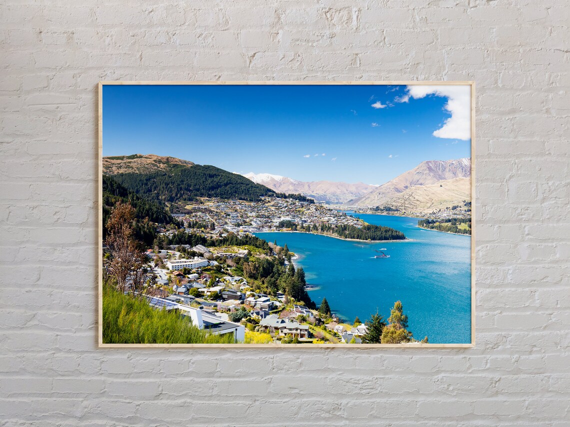 Queenstown New Zealand Lake Wakatipu Town Scenic Real Photo Poster