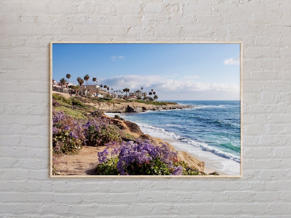 Coastal Cliffs Palm Trees Ocean Waves Real Photography Poster