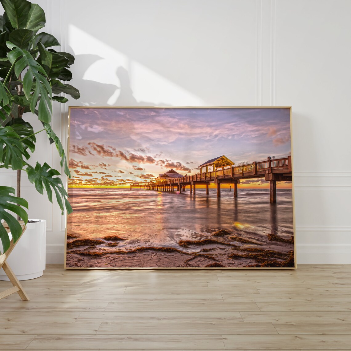Clearwater Beach Wooden Pier Sunset Gulf Ocean Landscape Poster - Image 2