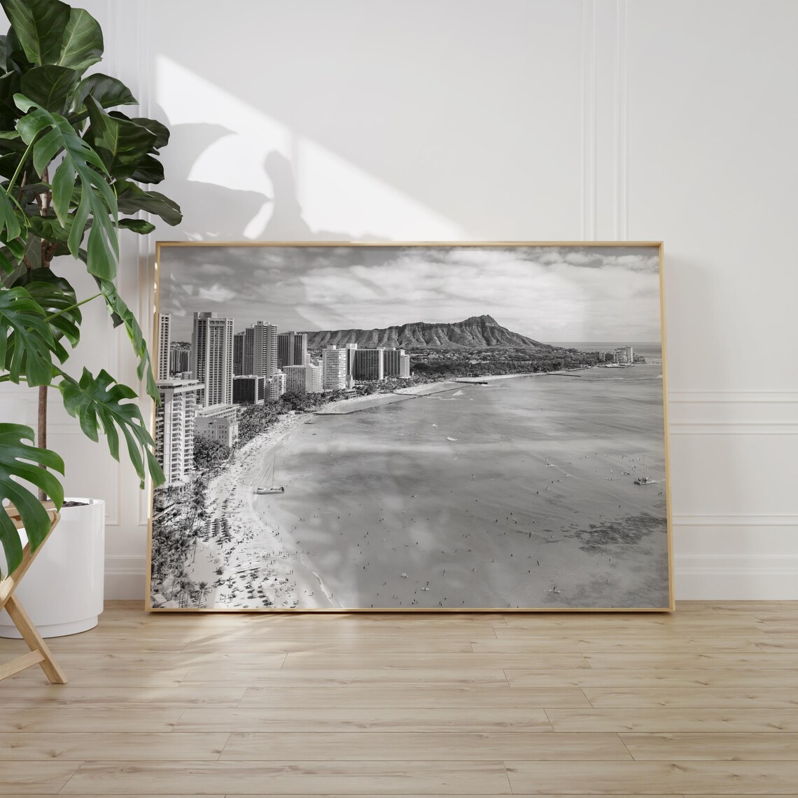 Black and White Waikiki Travel Poster, Hawaii - Image 2