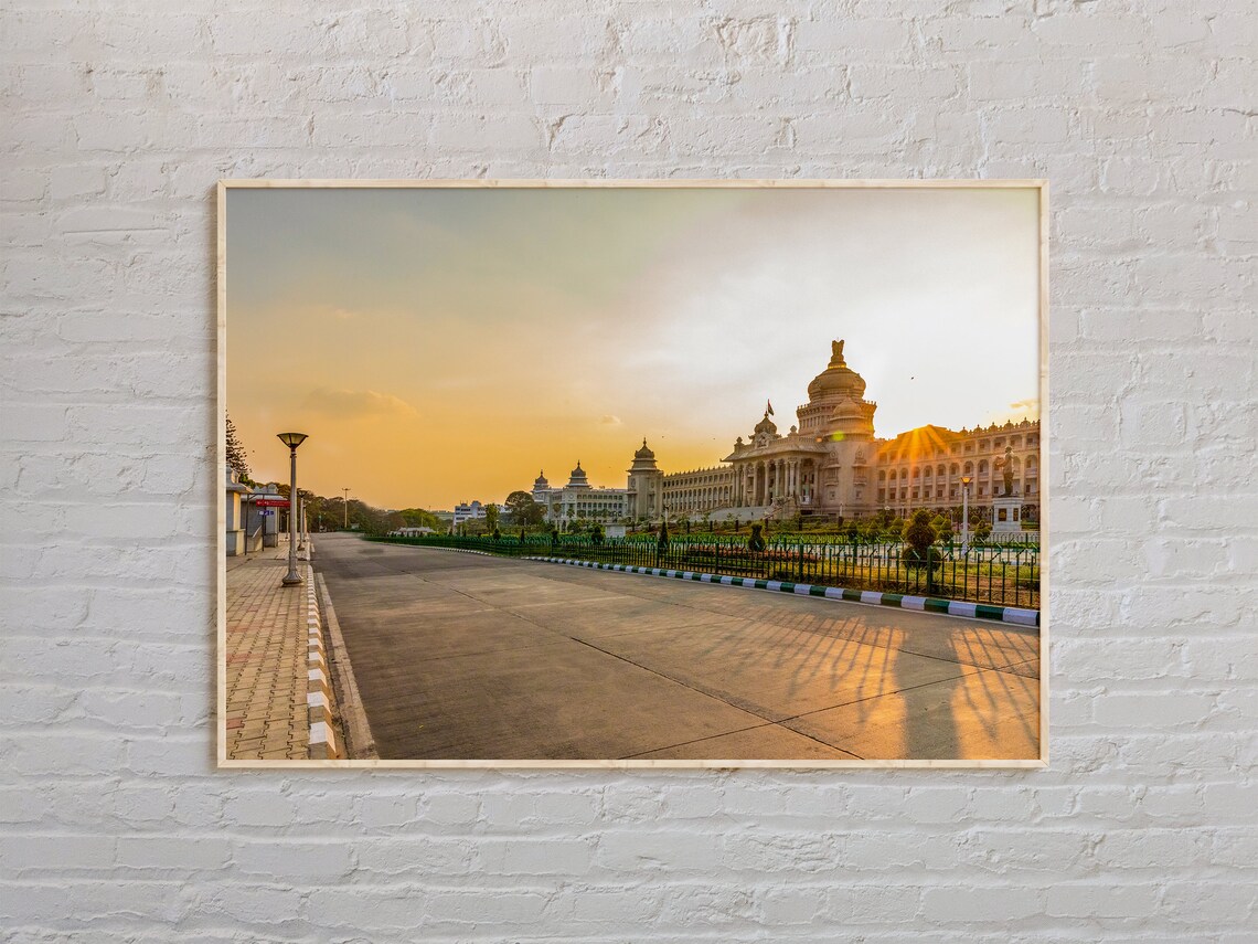 Bangalore Vidhana Soudha Golden Sunrise Cityscape Photo Poster