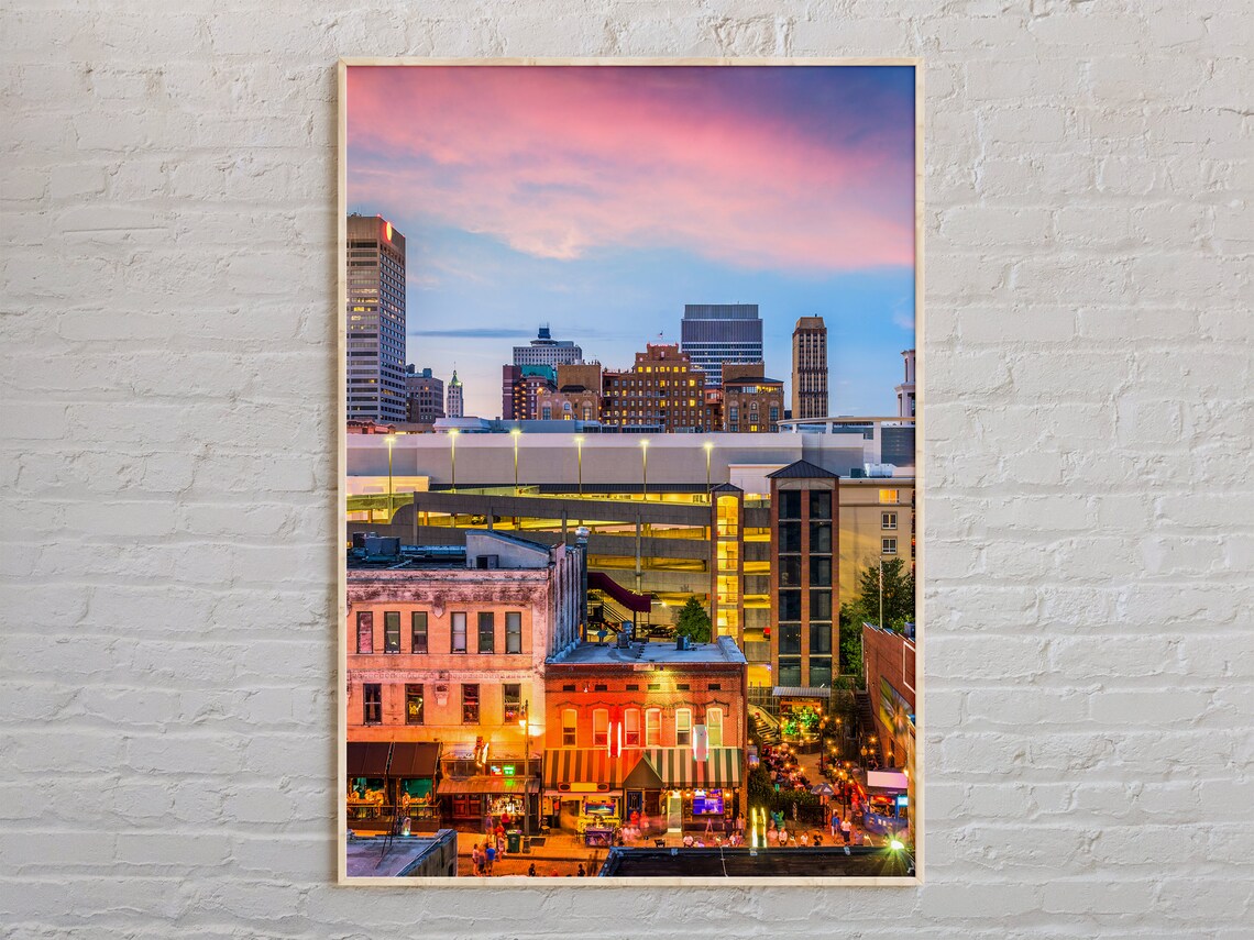 Memphis Tennessee Skyline Beale Street Dusk City Photo Poster